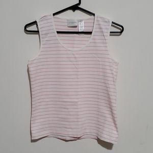 Liz Claiborne Petite Pink & White Tank Top